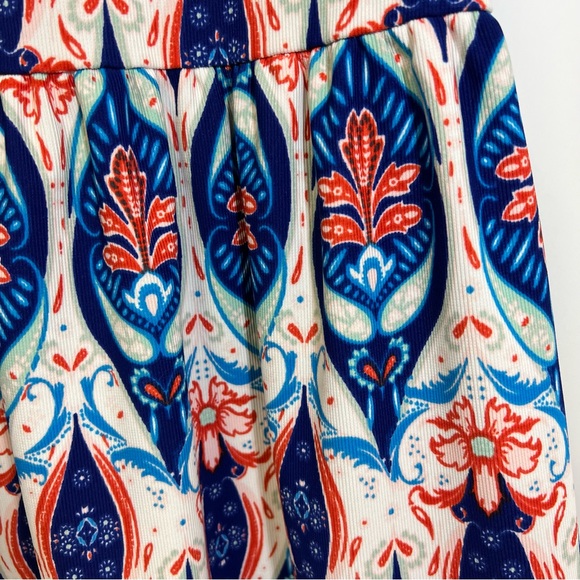 Charles Henry Blue Coral White Print Sleeveless A Line Dress - Picture 7 of 14